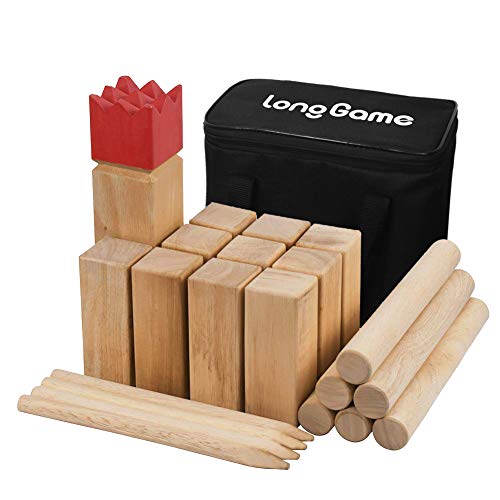 Product Cover Outdoor Kubb Yard Game for Kids and Adults Hardwood Knot-Free Wooden Family Backyard Giant Lawn Games Set with Carrying Bag