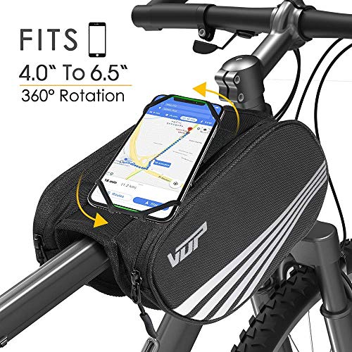 Product Cover VUP Bike Front Frame Bag,Universal Bicycle Motorcycle Handlebar Bag,Top Tube Bike Bag with 360° Rotation Cell Phone Holder for iPhone Xs/XS MAX/XR/X/8/8P/7/7P/6S/6/5,Galaxy S9/8/7/6/Note,Nubia,Huawei