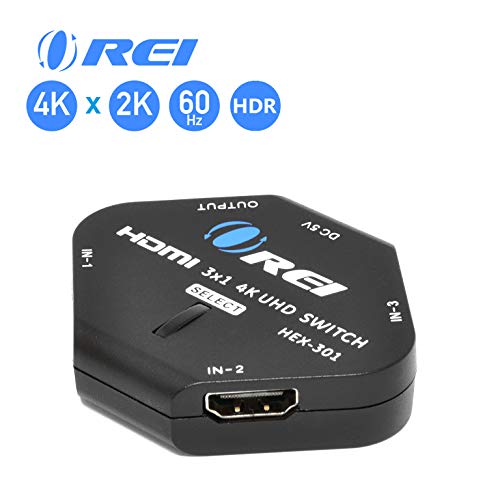Product Cover 3-Port HDMI Switch, Orei Ultra HD 4K @ 60Hz 3D 1080P - 3x1 HDMI Switcher Splitter Compatible with Apple TV, Fire Stick, Roku TV, HDTV, PS4, Game Consoles - Ultra Compact