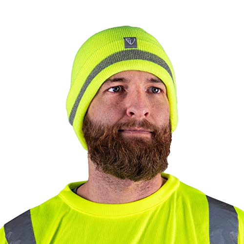 Product Cover Armorbilt Safety Beanie - Reflective High Visibility Yellow/Orange - Winter Cold Weather Knit Hat - Perfect Cap for Construction, Running, Biking, Workwear Clothing (Yellow)