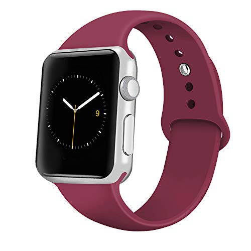 Product Cover iGK Sport Band Compatible with Apple Watch 42mm/44mm, Soft Silicone Sport Strap Replacement Bands for iWatch Apple Watch Series 4 Series 3, Series 2, Series 1 42mm/44mm Wine Red Small