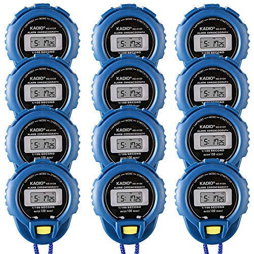 Product Cover Pgzsy 12 Pack Multi-Function Electronic Digital Sport Stopwatch Timer, Large Display with Date Time and Alarm Function,Suitable for Sports Coaches Fitness Coaches and Referees