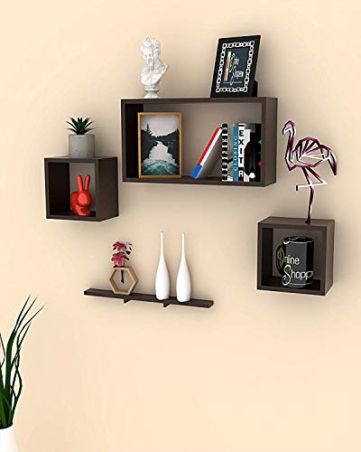 Product Cover Onlineshoppee Rafuf Floating Wall Shelf with 4 Shelves (Brown)