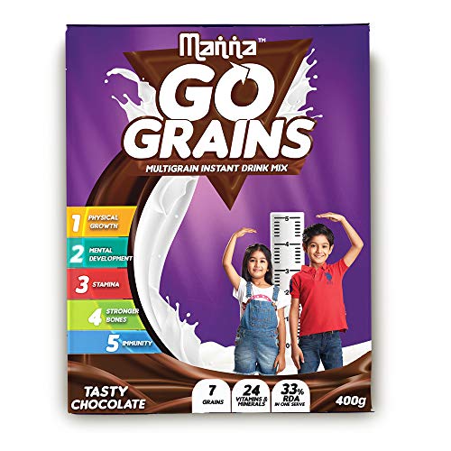 Product Cover Manna Go Grains - Multigrain Instant Drink Mix - 400g Pack (Chocolate Flavour)