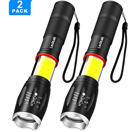 Product Cover 2 Pack Led Flashlight, Ledeak Tactical Flashlight Super Bright 1000 Lumen COB Work Light 2 in 1 with Magnetic Base, 6 Light Modes Handheld Portable Powerful for Camping Hiking Emergency