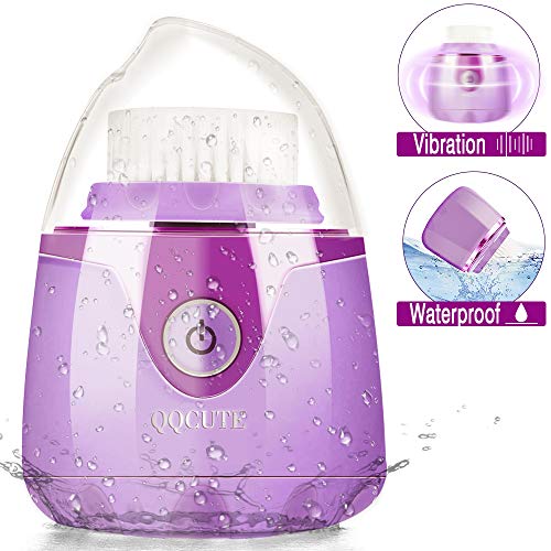 Product Cover Sonic Vibrating Facial Cleansing Brush, Waterproof Face Brush, Smart Timer, Wireless Charging Face Scrubber with 3 Modes and 2 Brush Heads for Deep Cleansing, Exfoliating Galvanic Machines, Purple