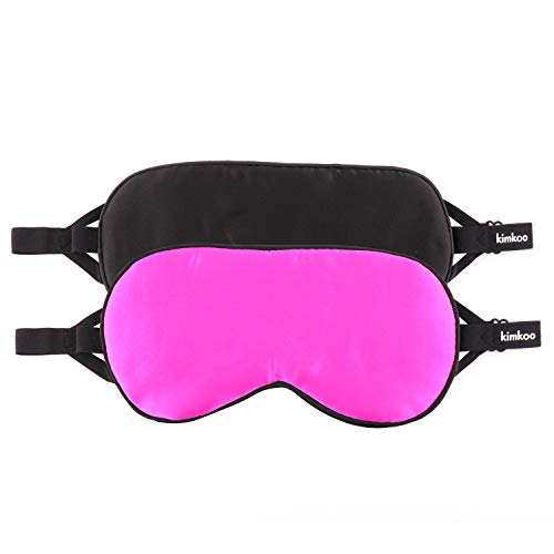 Product Cover Kimkoo Silk Sleep Mask-Eye Mask for Sleeping Blocking Light Prefectly, 2 Pack(Black and Pink)