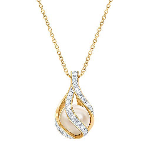 Product Cover Love's Embrace Pearl & Diamond Necklace - Pearl Jewelry - Woman's Pendants #1638-003