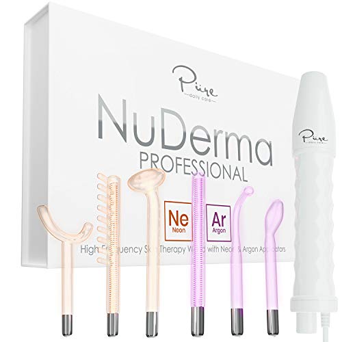 Product Cover NuDerma Professional Skin Therapy Wand - Portable Handheld High Frequency Skin Therapy Machine with 6 Neon & Argon Wands - Acne Treatment - Skin Tightening - Wrinkle Reducing - Facial Skin Lifter