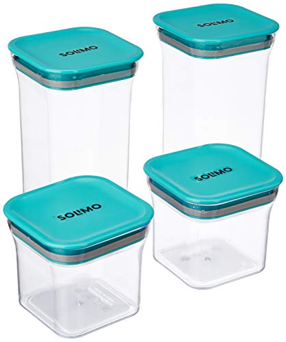 Product Cover Amazon Brand - Solimo Airtight Plastic Storage Container Set (4 pieces, Blue)