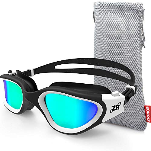 Product Cover Zionor Swimming Goggles, G1 Polarized Swim Goggles UV Protection Watertight Anti-Fog Adjustable Strap Comfort fit for Unisex Adult Men and Women (Polarized Gold Lens White Frame)