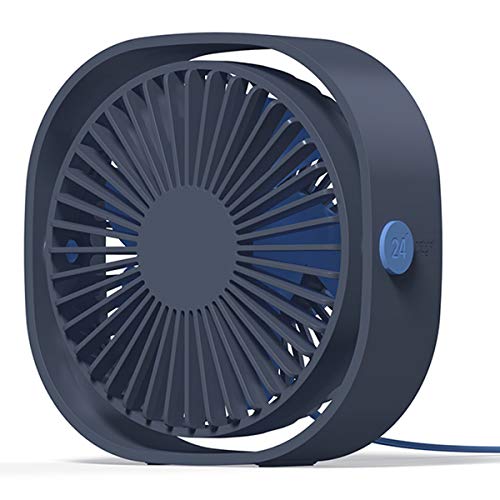 Product Cover LoiStu USB Desk Fan, 4 Inch Portable Ultra-Quiet Mini Fan, 360° Up and Down, Three-Speed Wind, Suitable for Office, Family (Blue)