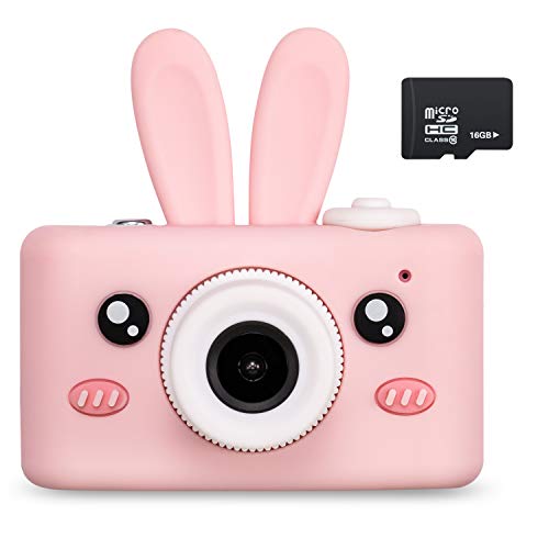 Product Cover Abdtech Kids Camera Toys for 4-8 Year Olds Girls, Rechargeable Children Digital Cameras with Rabbit Cover for Girl Boys Shockproof 8MP with 16G SD Card Best Birthday
