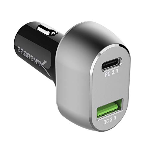 Product Cover Sabrent 63W 2-Port USB Car Charger [QC 3.0 & USB-PD] UL Certified (CH-PDQC)