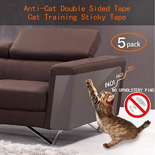 Product Cover Binary Barn Cat Anti-Scratch Deterrent Tape, Furniture Protectors from Cats，Clear Double Sided Training Tape, Sticky Paws Stop Pets from Scratching Couch and Door (Pins Free) (5Pcs)