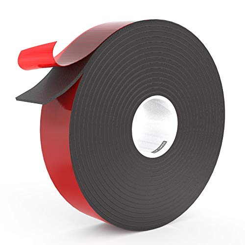 Product Cover LLPT Double Sided Foam Tape 1 Inch x 50 Feet Multiple Sizes for Automotive Car Trim Strip Gap Filling Mountings Outdoor Indoor Weatherproof Adhesive