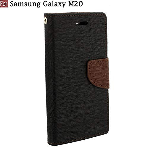 Product Cover CEDO Mercury Magnetic Lock Luxury Diary Wallet Style Flip Cover Case for Samsung Galaxy M20 (Black Brown)