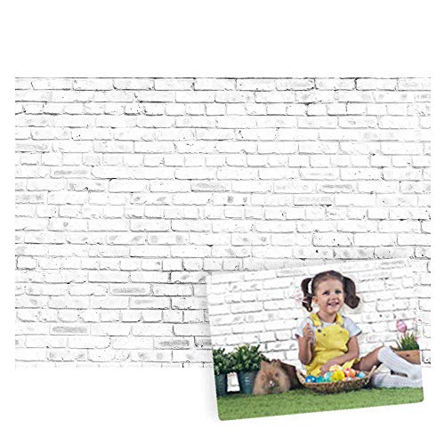 Product Cover Funnytree 7X5ft White Rustic Brick Wall Backdrop for Birthday Wedding Festival Themed Party Photography Background Retro Block Newborn Baby Adult Portrait Photo Studio Props Decorations Banner