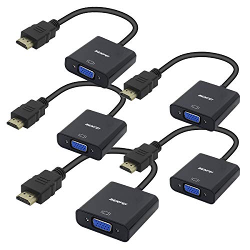Product Cover HDMI to VGA 5 Pack, Benfei Gold-Plated HDMI to VGA Adapter (Male to Female) for Computer, Desktop, Laptop, PC, Monitor, Projector, HDTV, Chromebook, Raspberry Pi, Roku, Xbox and More - Black