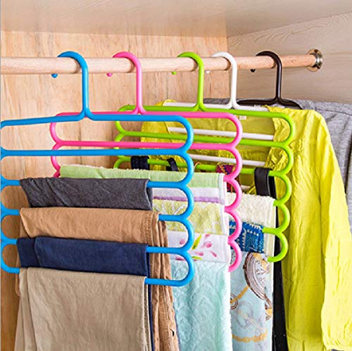 Product Cover Floraware 5-Layer Plastic Hanger/Holder for Pants Scarf Trousers Clothes Towels, Multicolour - Pack of 6