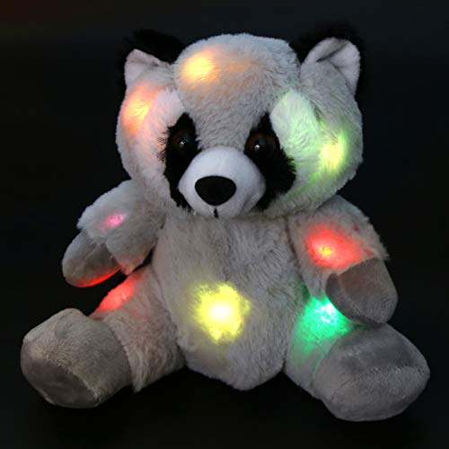 Product Cover Bstaofy LED Raccoon Stuffed Animal Glow Soft Plush Toy Light up Colorful Companion for Kids, 10'' (Style 1)