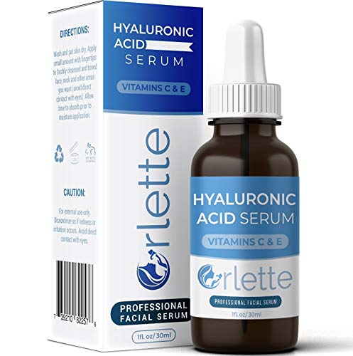 Product Cover Orlette Hyaluronic Acid Serum Skin Care - Anti-Aging Treatment with Hydrating Vitamin C and Vitamin E - Hydration, Moisturizing and Fine Line Wrinkle Filler - Acne Scar Lightening, Face Plumper