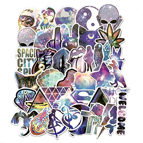 Product Cover 40 Pcs Galaxy Magic Sky Star Alien Stickers for Laptop Stickers Motorcycle Bicycle Skateboard Luggage Decal Graffiti Patches Stickers for [No-Duplicate Sticker Pack]
