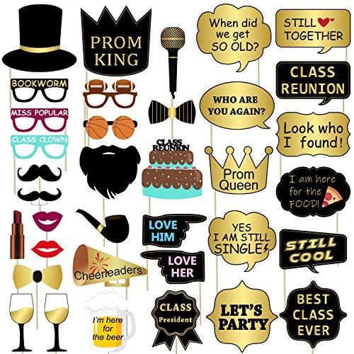 Product Cover Class Reunion Photo Booth Props - 36PCS, No DIY Needed - High School Class Reunion Party Booth photo props Kit