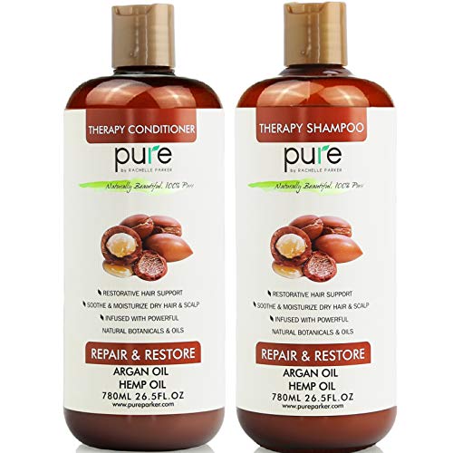 Product Cover Pure Argan Oil Shampoo and Conditioner Set, Sulfate Free Shampoo for Damaged, Curly and Frizzy Hair. Moisturizes All Hair Types. HUGE 26.5 oz each. Enriched with Vitamins & Oils!