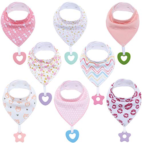 Product Cover Baby Bandana Drool Bibs Unisex for Teething and Drooling - Super Soft Absorbent Cotton Bibs,Teething Toys Set Toddler Baby Shower Gift for Boys & Girls (8 Pack -2)