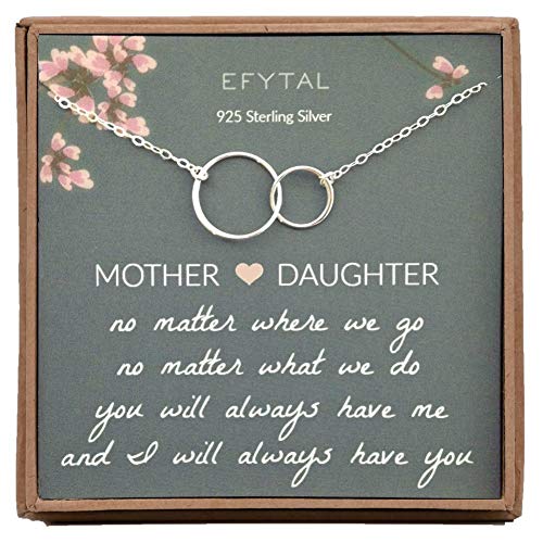 Product Cover EFYTAL Gifts for Mom and Daughter, Sterling Silver Infinity Mother's Day Gift, 2 Interlocking Circles Necklace