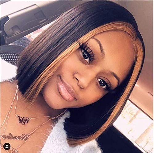 Product Cover 13x6 Lace Front Wigs Brazilian Virgin Human Hair Pre Plucked Hair Line for Black Women Highlight Straight 150% Density with Baby Hair (20 inch, 150% density lace front wig)
