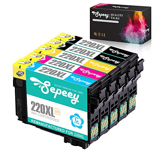 Product Cover Sepeey Remanufactured Ink Cartridge Replacement for Epson 220 220XL 220 XL T220, Use with Epson WF-2760 WF-2750 WF-2630 WF-2650 WF-2660 Expression Home XP-420 XP-320 XP-424 Printer, 5 Packs