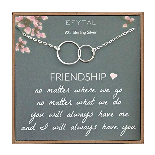 Product Cover EFYTAL Best Friend Gifts Necklace, Sterling Silver Interlocking Circles, Bridesmaid Gift, Friendship Jewelry
