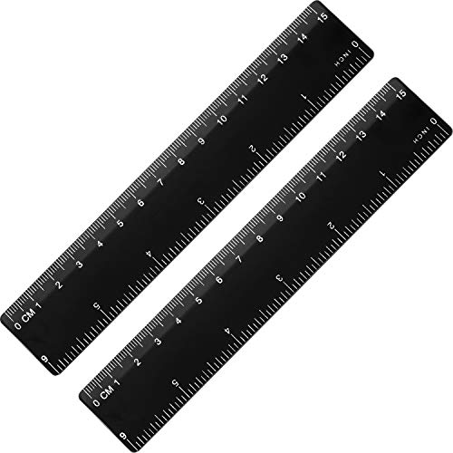Product Cover eBoot 2 Pieces Plastic Color Ruler Straight Ruler Math Rulers (6 Inches, Black)
