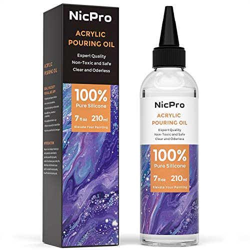 Product Cover Nicpro Acrylic Pour Oil for Art, Pour Medium 7 oz.100% Silicone Liquid Pouring Supplies Compatible with All Acrylic or Watercolor Paints
