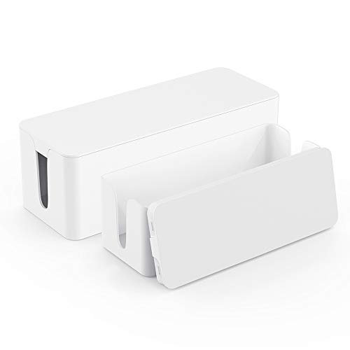 Product Cover Cable Organizer Box - Cord Organizer Box - Power Strip Cable Management Box - Cord Hider Box for Hiding Surge Protector Cover - Set of 2, White