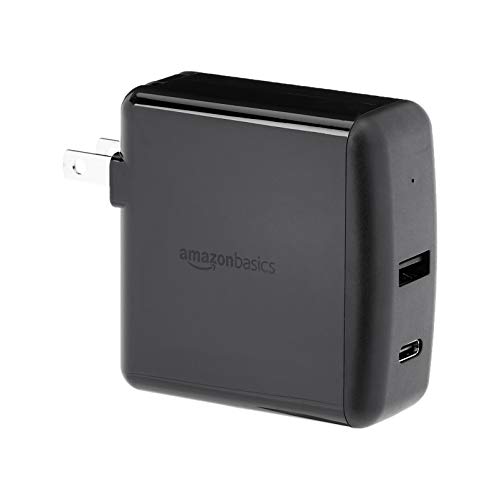 Product Cover AmazonBasics 2-Port Wall Charger (51W) for Laptops, Tablets and Phones, with 1 USB-A Port and 1 USB-C Port with 30W Power Delivery - Black
