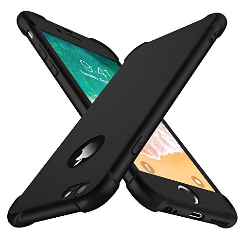 Product Cover iPhone 6S Plus Case, ORETech iPhone 6 Plus/6S Plus Case with [2 x Tempered Glass Screen Protector] 360° Shockproof Protective Hard PC+Soft TPU Silicone Cover for iPhone 6 Plus/6s Plus - 5.5'' Black