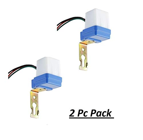 Product Cover Sisah Plastic 220 Volt Auto Day/Night On-Off Photocell Sensor Switch for Lights Water Proof, White -2 Pieces
