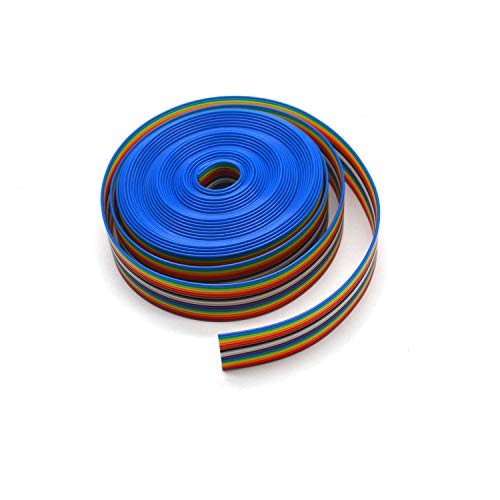 Product Cover Antrader IDC 16P 1.27mm Rainbow Color Flat Ribbon Cable 16 Conductors for 2.54mm Pitch Connectors, 16 Feet/5M