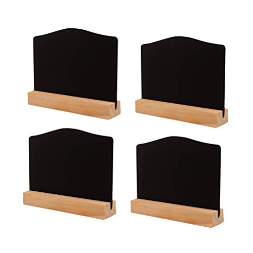 Product Cover STOBOK 4pcs Arched Double Sided Wooden Chalkboard Stand Message Boards Clips Blackboard Party Coffee Bar(Light Brown)