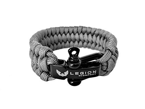 Product Cover Legion Co. | Survival Paracord Bracelet | Trilobite Boa Weave | Forged U-Type Shackle Connection Three-Way Adjustable | Premium 550 Paracord (Wolf Grey)
