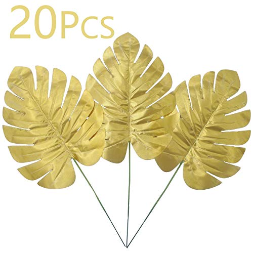 Product Cover Warmter 20 Pcs Golden Palm Fronds Tropical Palm Leaves Palm Tree Leaves Artificial for Wedding Party Decoration