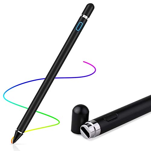 Product Cover Stylus Pen for Touch Screens, Rechargeable 1.5mm Fine Point Smart Pencil Digital Active Stylus Pen Compatible with iPad and Most Tablet by Mikicat (Black)