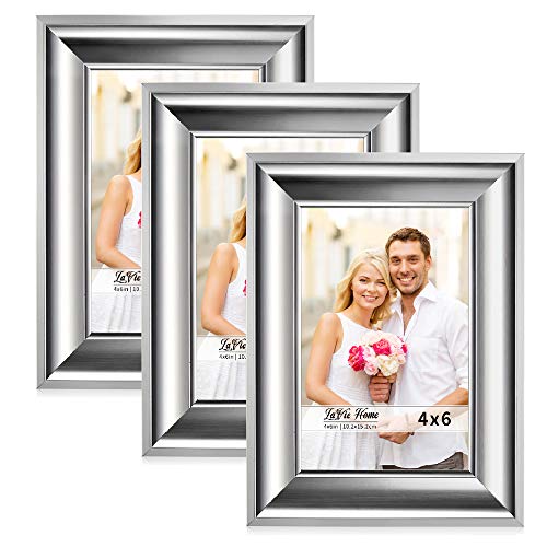 Product Cover LaVie Home 4x6 Picture Frames(3 Pack,Silver) Photo Frame Set with High Definition Glass for Wall Mount & Table Top Display, Set of 3 Alice Collection