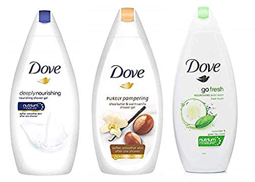Product Cover Dove Body Wash Variety Pack- Shea Butter with Warm Vanilla, Deeply Nourishing and Cucumber & Green Tea - 16.9 Ounce / 500 Ml (Pack of 3) International Version