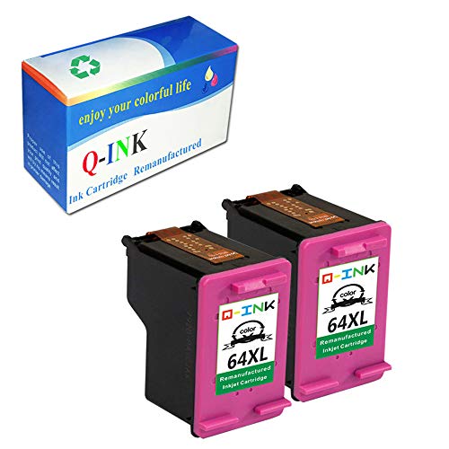 Product Cover QINK Remanufactured Ink Cartridges Replacements for HP 64XL Color High Yield for HP Envy Photo 6252 6255 6258 7155 7158 7164 7855 7858 7864 HP Envy 5542 (2Color)