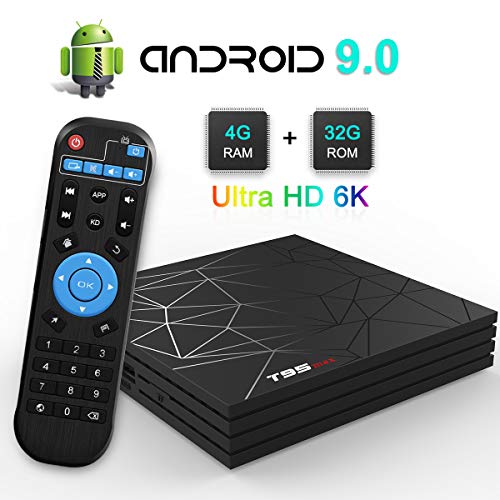 Product Cover TV Box, TUREWELL T95 Max Android 9.0 TV Box Chip H6 Quad-core Cortex-A53 4GB RAM 32GB ROM Smart TV Box Support 3D 6K Ultra HD H.265 2.4GHz WiFi Ethernet HDMI [2019 Newest]