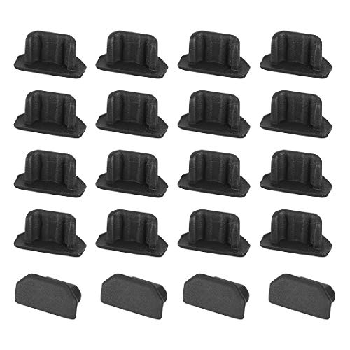 Product Cover uxcell Silicone Micro USB Anti-Dust Stopper Cap Cover Black 20pcs